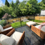 Metal balcony with glass balustrade